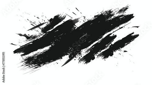 Vector black ink scratches on white background hand d