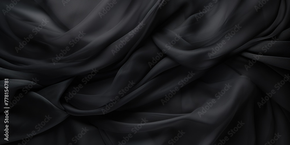 Black soft chiffon texture background with blank copy space design photo backdrop