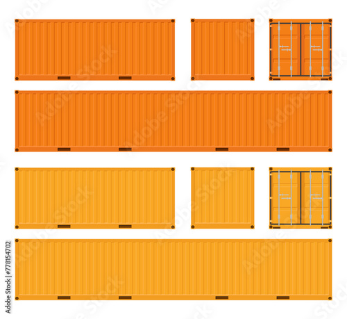 Orange cargo containers. Vector illustration. Isolated on a white background.	
