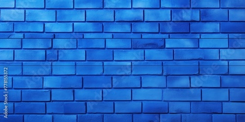 Blue majorelle shiny clean metro brick wall background pattern with copy space for design blank 