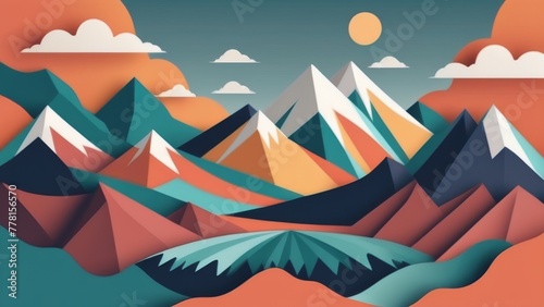 Cartoon mountain lanscape landscape. Illustration flat.  
