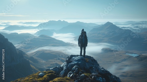 Inspiration: A lone hiker standing on a mountaintop © MAY