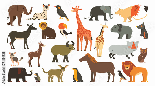 Very nice flat vector illustration of animals. Flat vector