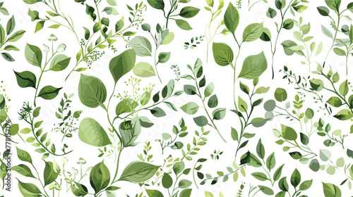 Vivid Seamless Nature Plant Textile Background. Green