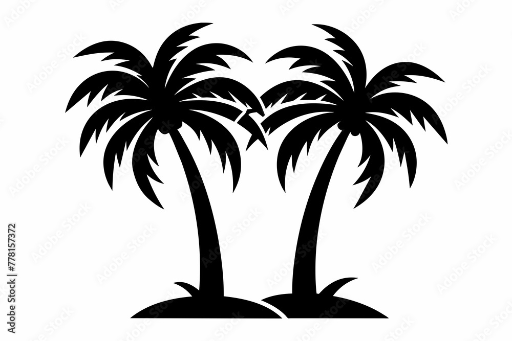 2-palm-trees-icon--black-and-white vector 