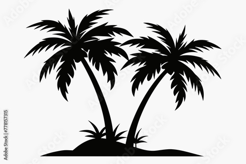 2-palm-trees-icon--black-and-white vector 