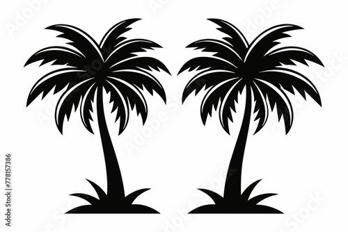 2-palm-trees-icon--black-and-white vector 