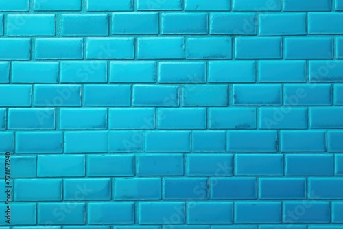Cyan majorelle shiny clean metro brick wall background pattern with copy space for design blank 