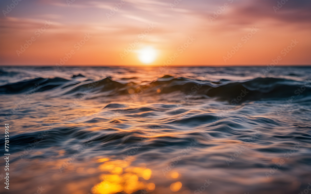 Abstract blur light on sea and ocean, clear water close up.