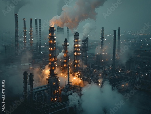 Expansion of industrial infrastructure, such as factories and refineries, leads to increased emissions of greenhouse gases and accelerates climate change, professional color grading
