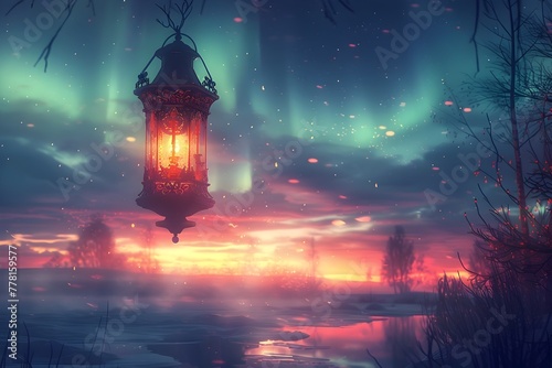 An Ethereal Lantern Embracing the Dawn s Auroral Radiance Interlacing Magical Introspection with Universal Symbolism © Meta