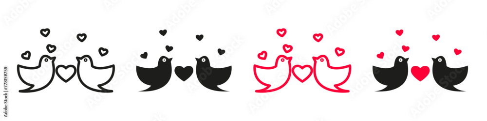 Icon of Love Birds Kissing for Valentines Day Romantic Symbolism Icon of Love Birds Kissing for Valentines Day Romantic Symbolism