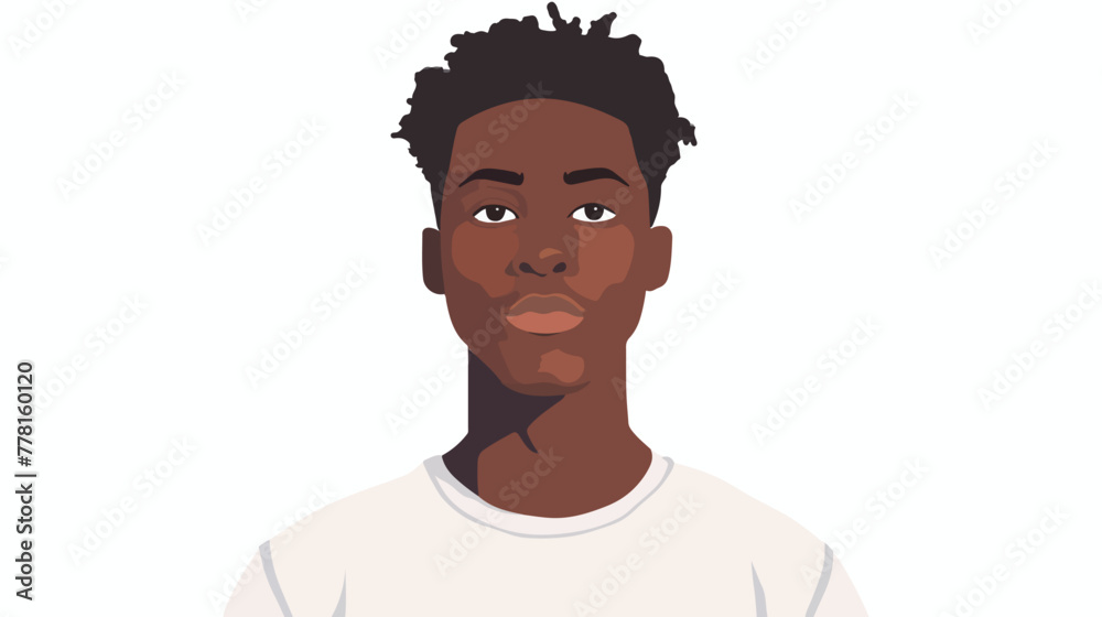 Young man black character Flat vector isolated on white