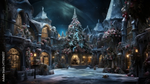 Otherworldly christmas wonderland infused with fantastical allure. © Cloudyew