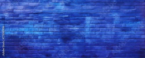 Indigo majorelle shiny clean metro brick wall background pattern with copy space for design blank  © Celina