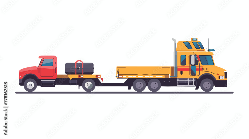 Airport Luggage Towing Truck Vector and Trailer Flat vector