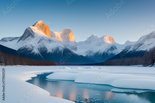 Wallpaper Mural landscape with mountains and snow | landscape in the mountains | snow covered mountains in winter | winter mountain landscape | lake in the mountains Torontodigital.ca