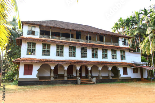 Old masjid interior and exterior in Kerala, India.
