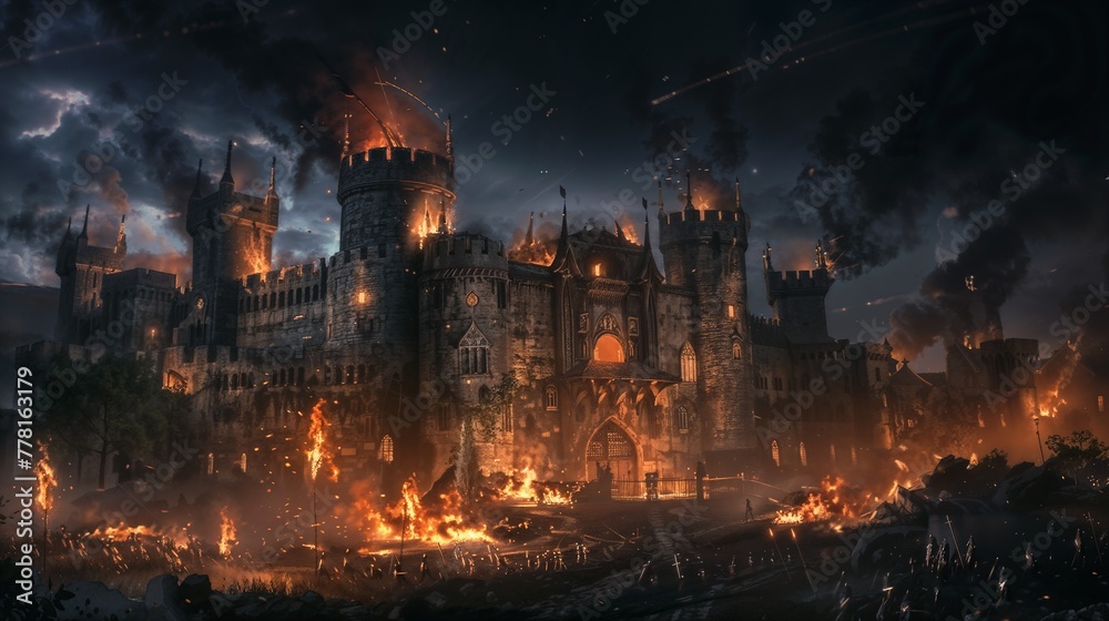 Siege of the Enchanted Castle: A Fiery Night Assault