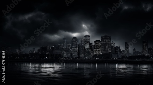 Dark and moody city skyline
