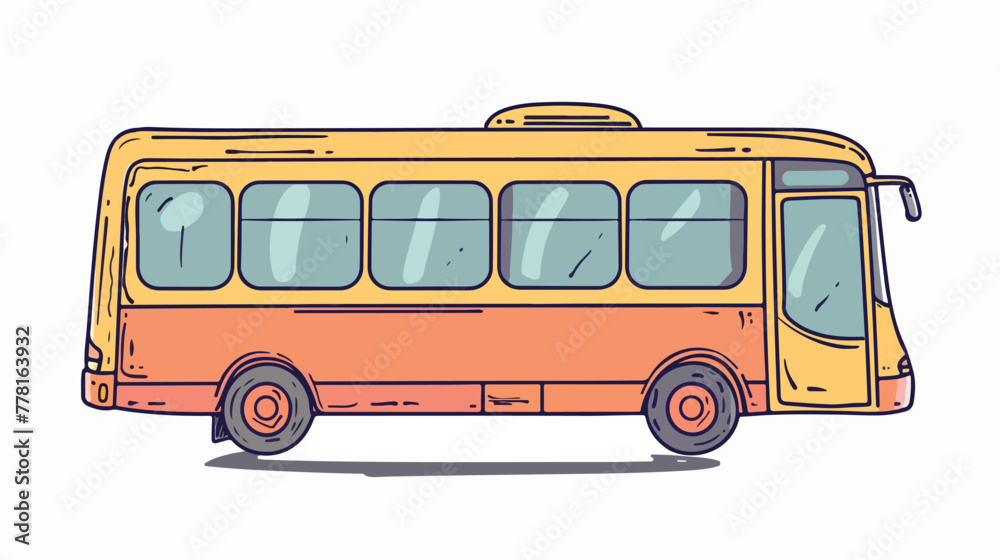 Bus doodle flat vector isolated on white background