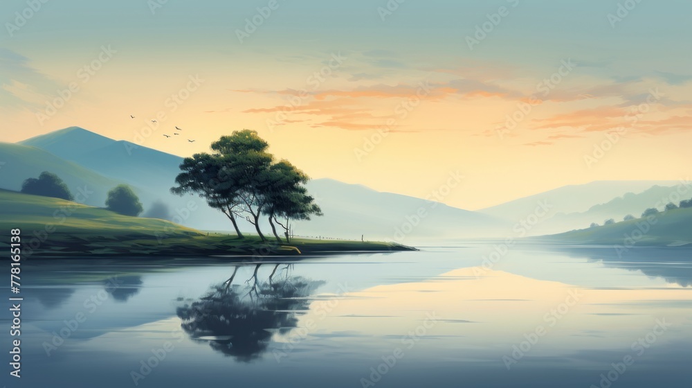 Tranquil landscape composition, invoking a sense of natural calm Tranquil landscape composition, invoking a sense of natural calm