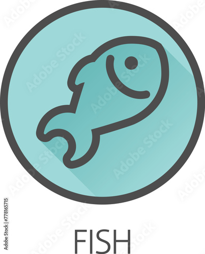 A fish seafood food icon concept. Possibly an icon for the allergen or allergy.