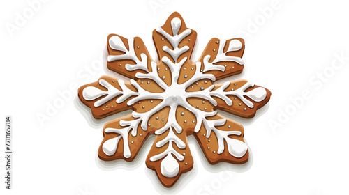 Christmas gingerbread cookie in snowflake shape with i