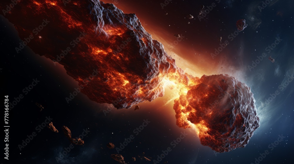 A comet's fiery descent towards earth's celestial realm