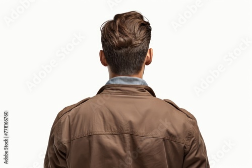 The Enigmatic Stranger in the Brown Jacket. White or PNG Transparent Background..