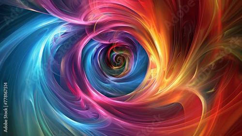 Colorful digital art depicting a swirling vortex design