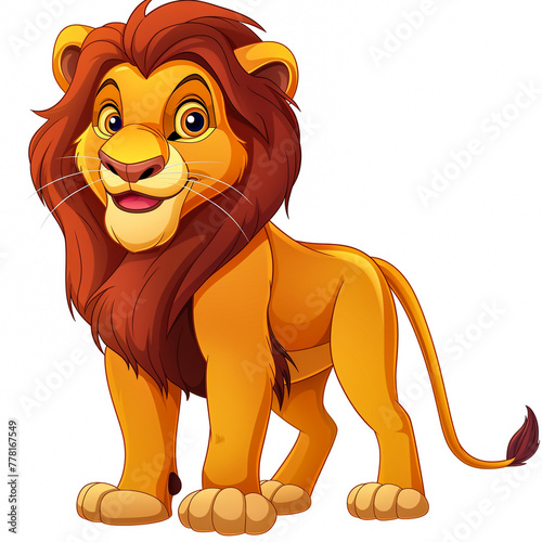 Young cute lion. Baby lion. Vector graphics. Illustration for children. Smiling nice animal.