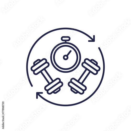 Circuit training line icon, interval workout vector