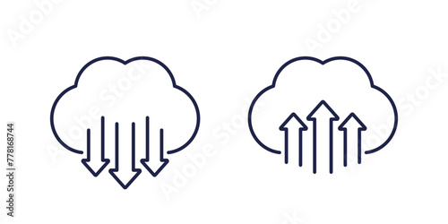 co2 gas and carbon emission reduction and increase line icons