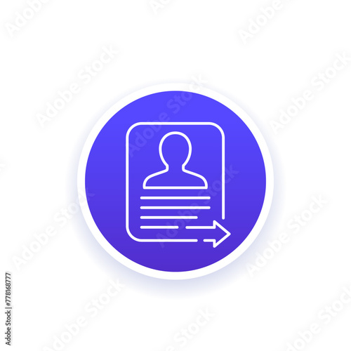 export profile or personal data icon, line vector