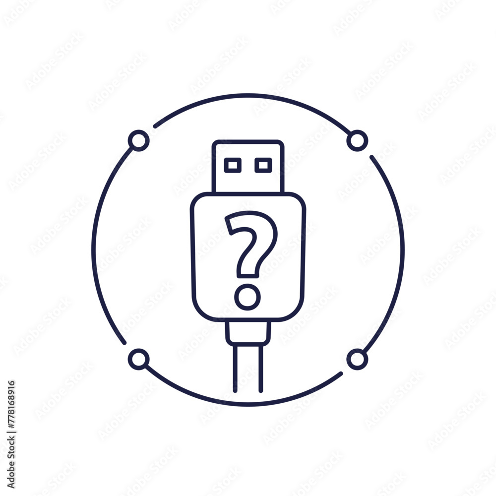 unknown usb line icon on white unknown usb line icon on white