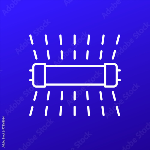 UV-C lamp icon, germicidal Ultraviolet-C light line vector