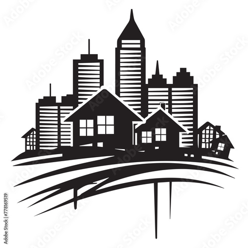 Real Estate Investment in cartoon  doodle style . Image for t-shirt  web  mobile apps and ui. Isolated 2d vector illustration in logo  icon  sketch style  Eps 10  black and white. AI Generative