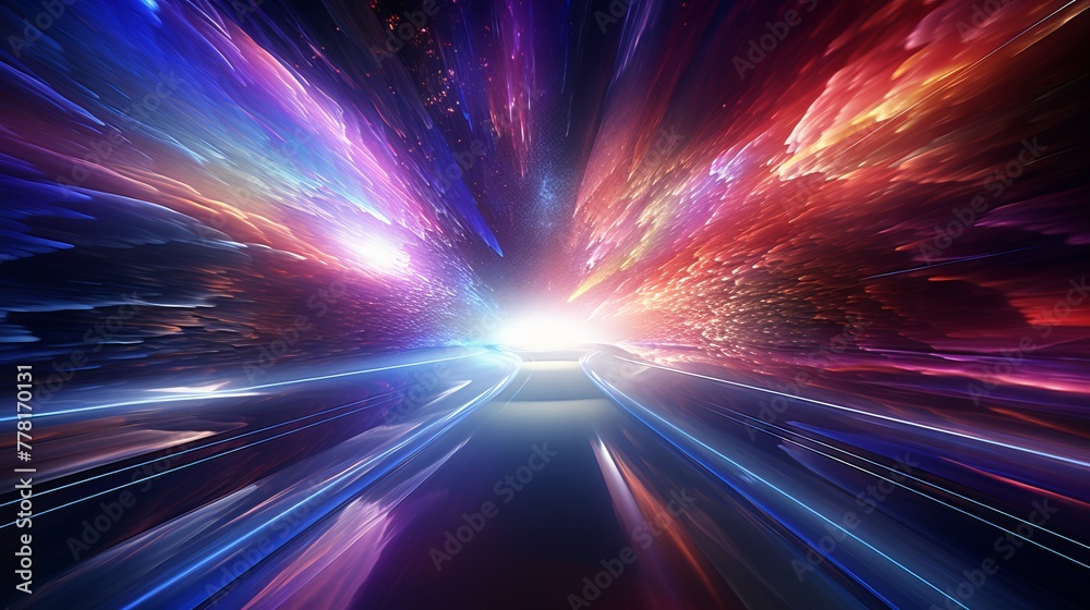 A 3d rendering of a mesmerizing hyper space journey