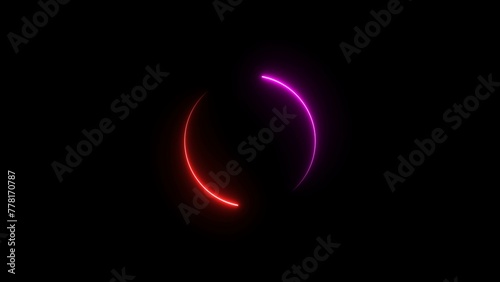 circle icon neon light loading bar red, magenta color illustration. Download progress, interface red color animated 4k illustration.  photo