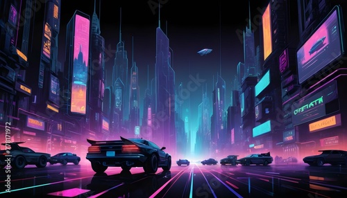 A-Cyberpunk-Cityscape-With-Towering-Skyscrapers-Co- 3