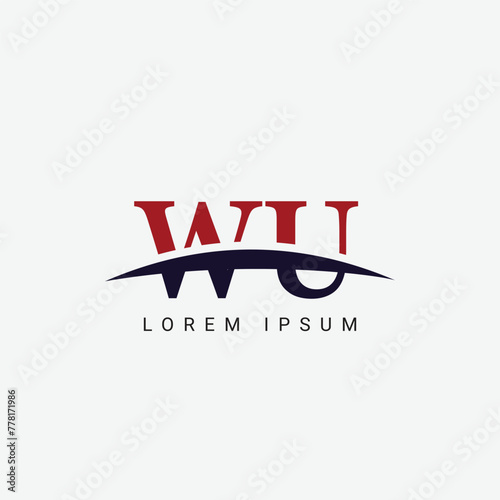 Alphabet WU UW letter modern monogram style logo vector element