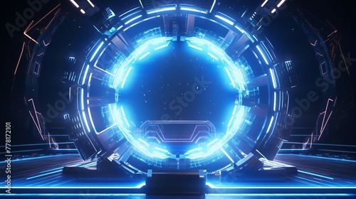 Futuristic hyper space portal with dynamic lights