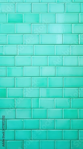 Mint Green majorelle shiny clean metro brick wall background pattern with copy space for design blank 