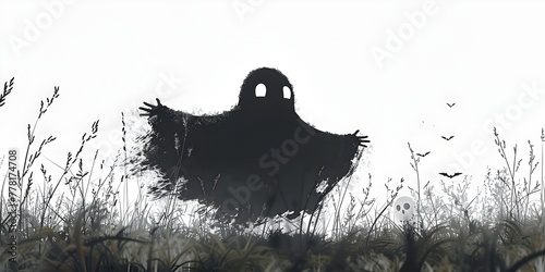 a ghostly shadowy figure gracefully dancing in a graveyard setting The character s form photo