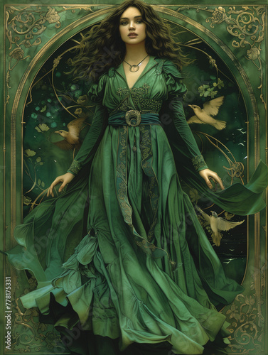 Enchantress in Emerald Gown