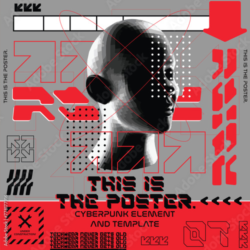 techwear for cyberpunk scifi gaming seamless pattern sticker template with collection set, 2d vector illustration rendering