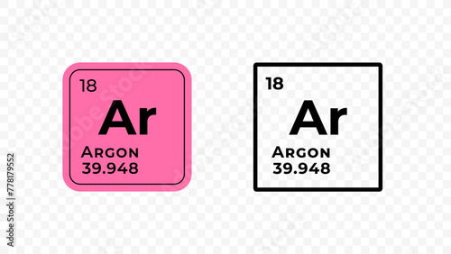 Argon, chemical element of the periodic table vector design
