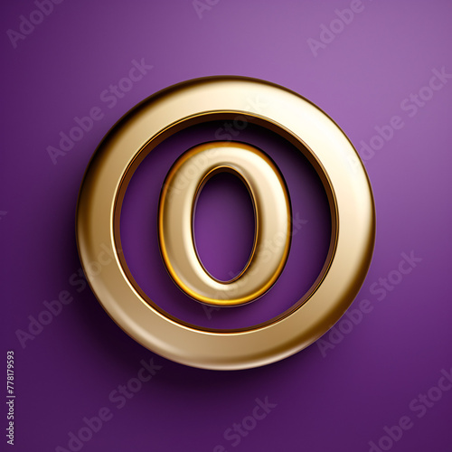 large, golden symbol (@) on a purple background. photo