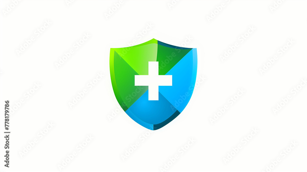 Obraz premium Green and Blue Medical Shield Logo